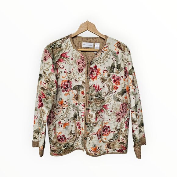 Alfred Dunner Jackets & Blazers - Alfred Dunner Women Size 14 Floral Quilted Jacket Office Boho Artsy Bloomcore‎